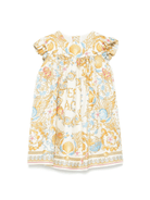 Abito per neonata Versace Kids beige con stampa barocca - Rubino Kids