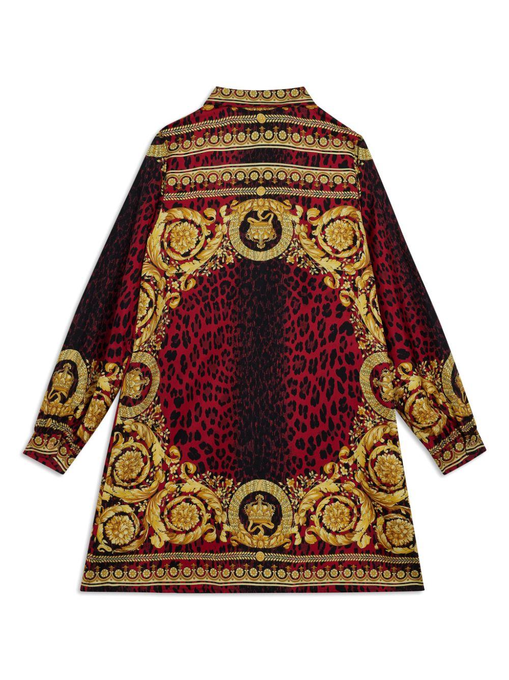 Abito rosso e oro per bambina con stampa Barocco Kids Versace Kids - Rubino Kids