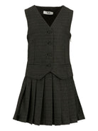 Abito smanicato per bambina MSGM Kids nero con pieghe - Rubino Kids