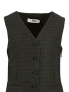 Abito smanicato per bambina MSGM Kids nero con pieghe - Rubino Kids