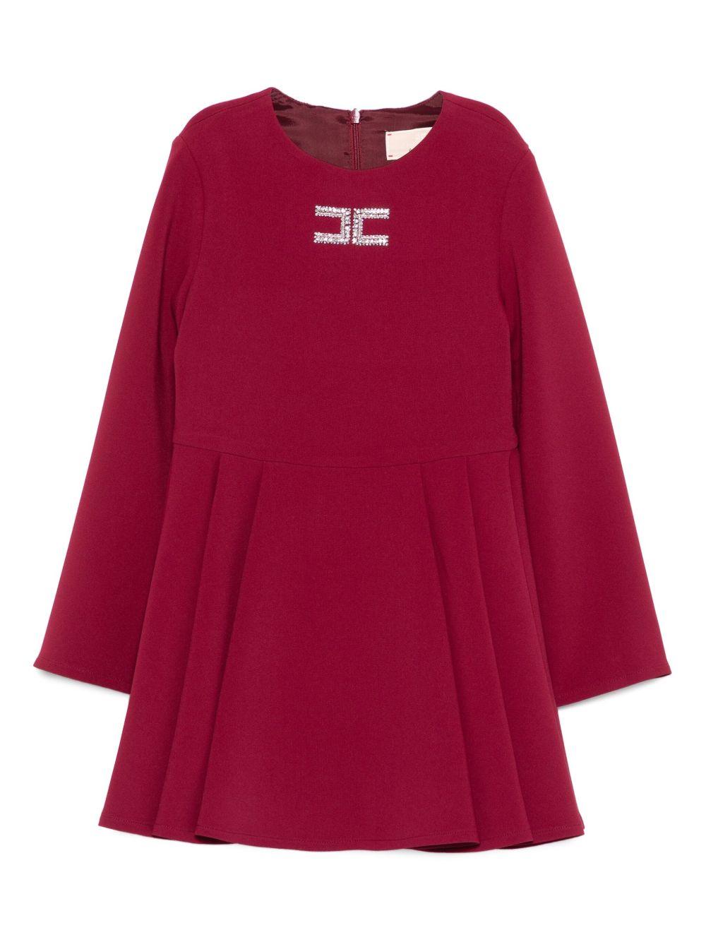 Abito svasato per bambina Elisabetta Franchi La Mia Bambina rosso con decorazione logo - Rubino Kids