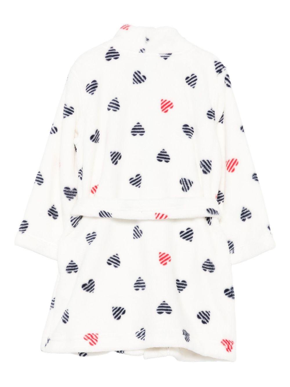 Accappatoio per bambina Petit Bateau bianco con motivo a cuori rossi e blu - Rubino Kids