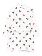Accappatoio per bambina Petit Bateau bianco con motivo a cuori rossi e blu - Rubino Kids