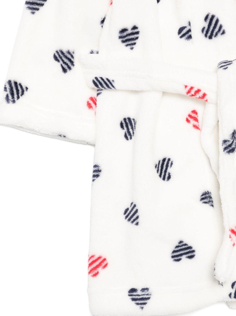 Accappatoio per bambina Petit Bateau bianco con motivo a cuori rossi e blu - Rubino Kids