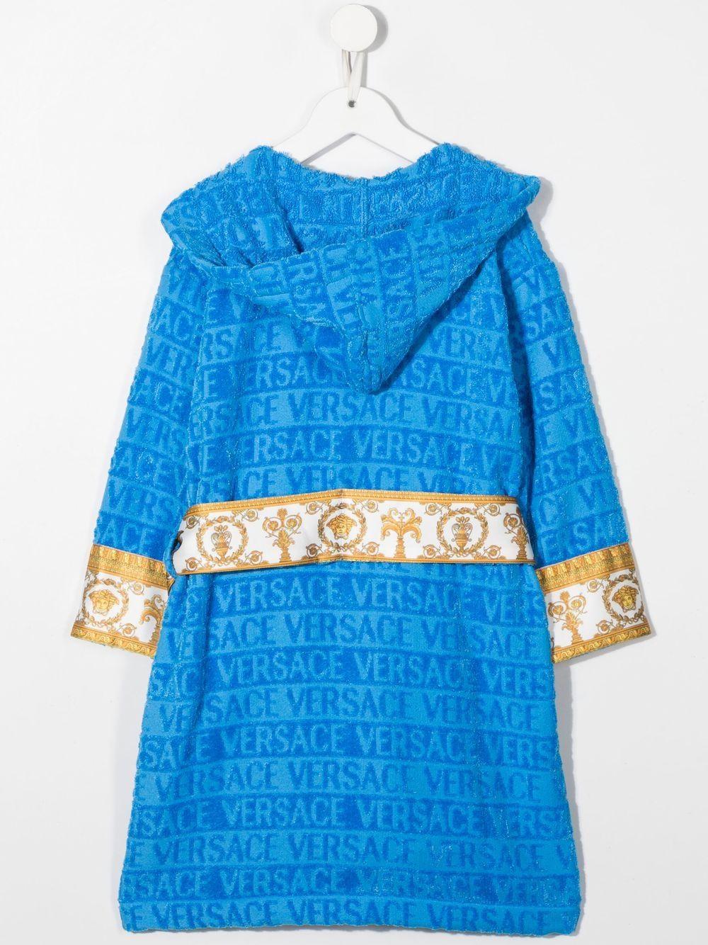 Accappatoio per bambino I Love Baroque Versace Kids blu con cappuccio - Rubino Kids