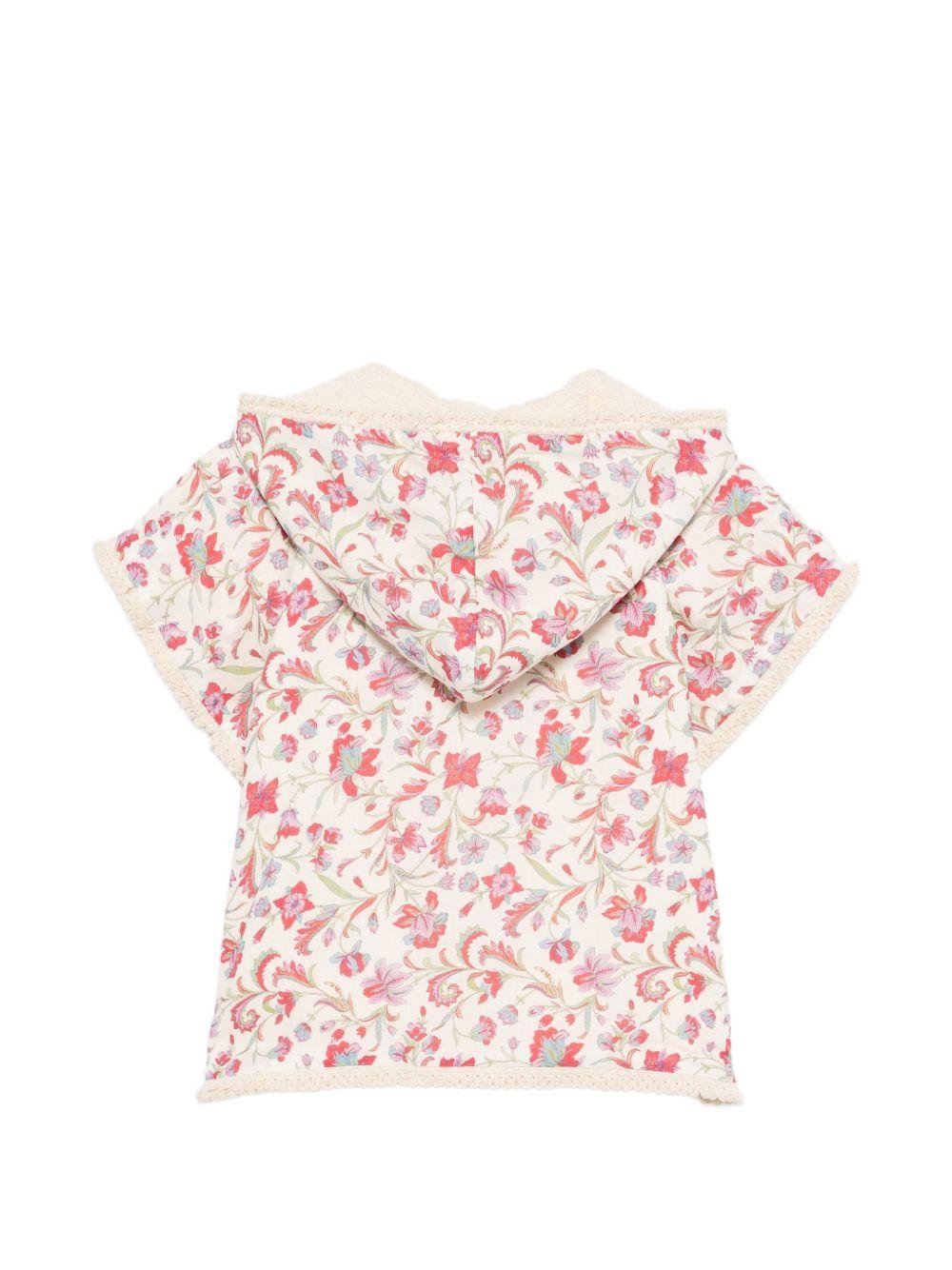 Accappatoio per neonata Louise Misha Kids bianco con stampa a fiori all - over - Rubino Kids