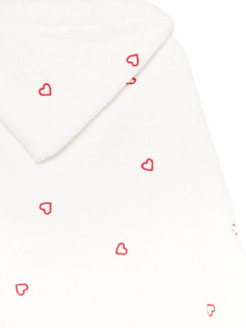 Accappatoio per neonati Petit Bateau bianco a cuori con cappuccio - Rubino Kids