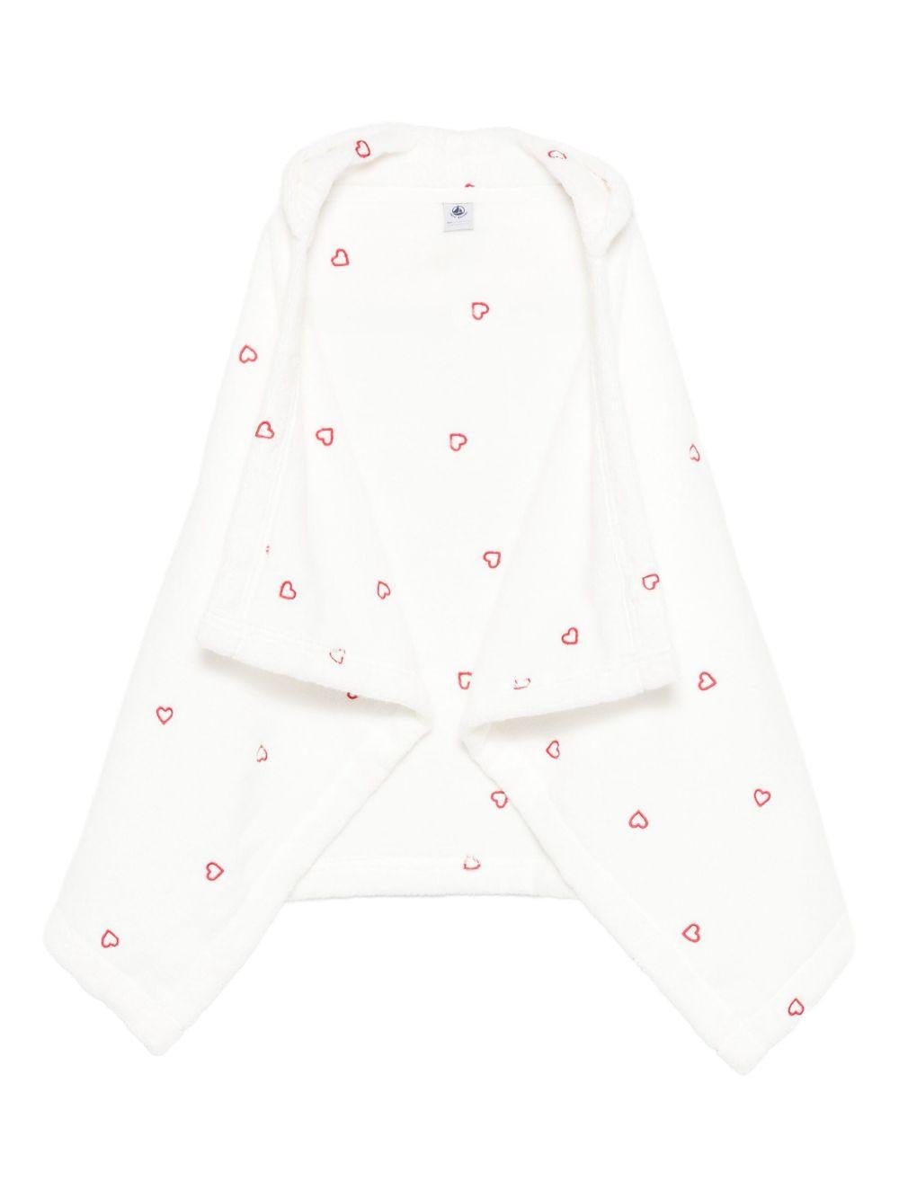 Accappatoio per neonati Petit Bateau bianco a cuori con cappuccio - Rubino Kids