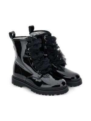 Monnalisa black ruffled ankle boots for girls