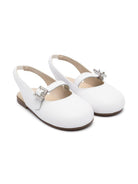 Ballerine con fibbia di cristalli per bambina BabyWalker bianco con suola piatta - Rubino Kids