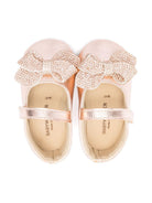 Ballerine con fiocco e cristalli per neonata BabyWalker oro con chiusura a strappo - Rubino Kids