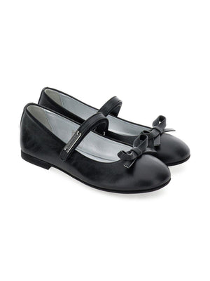 Monnalisa Black Mary Jane Flats for Girls with Bow