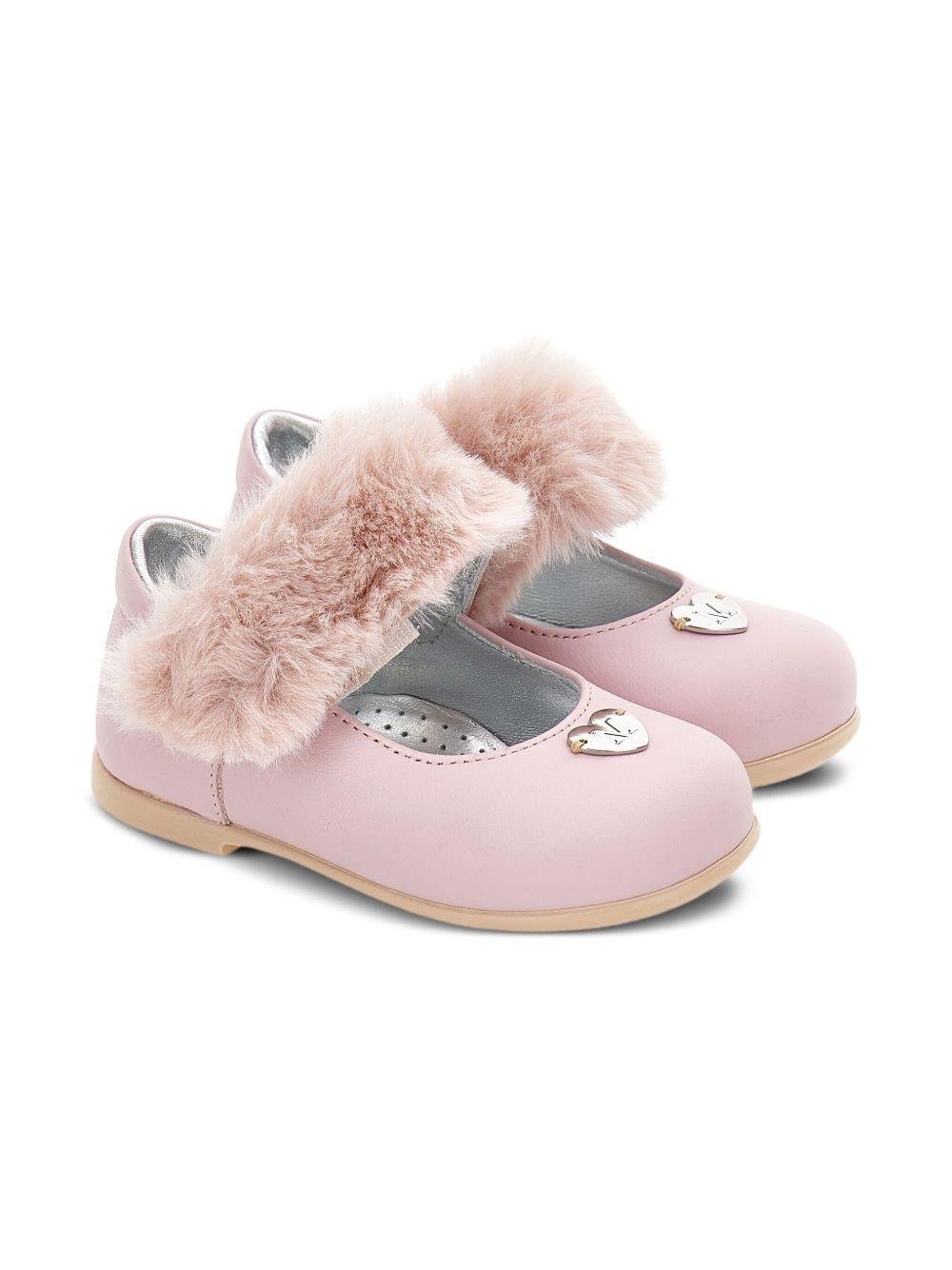 Ballerine Mary Jane per bambina Monnalisa rosa in pelliccia - Rubino Kids