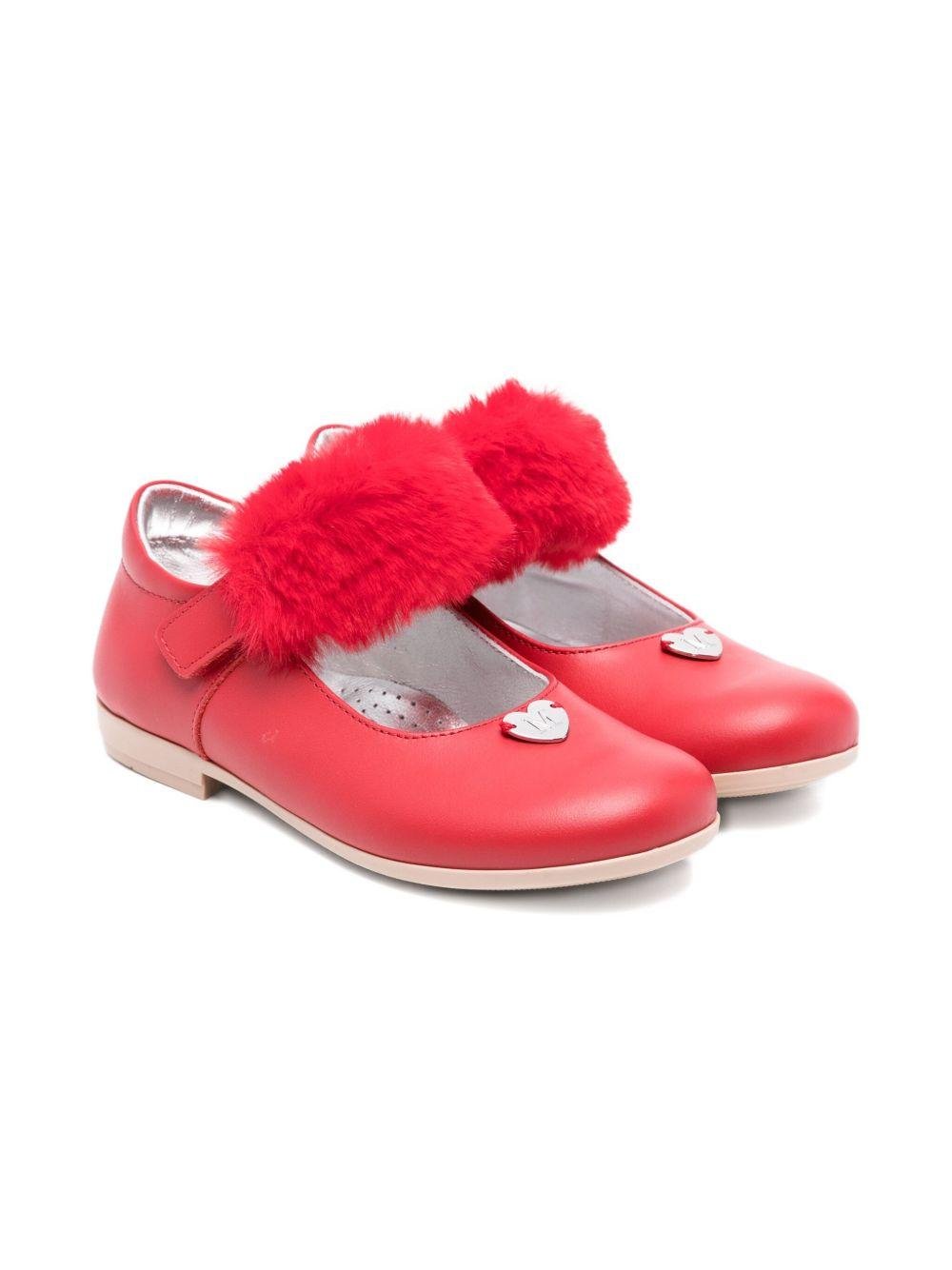 Ballerine Mary Jane per bambina Monnalisa rosso in pelliccia - Rubino Kids