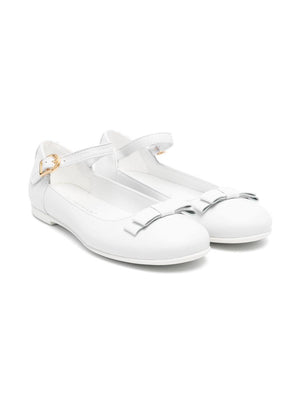 Colorichiari white ballerinas for girls with bow and ankle closure with buckle