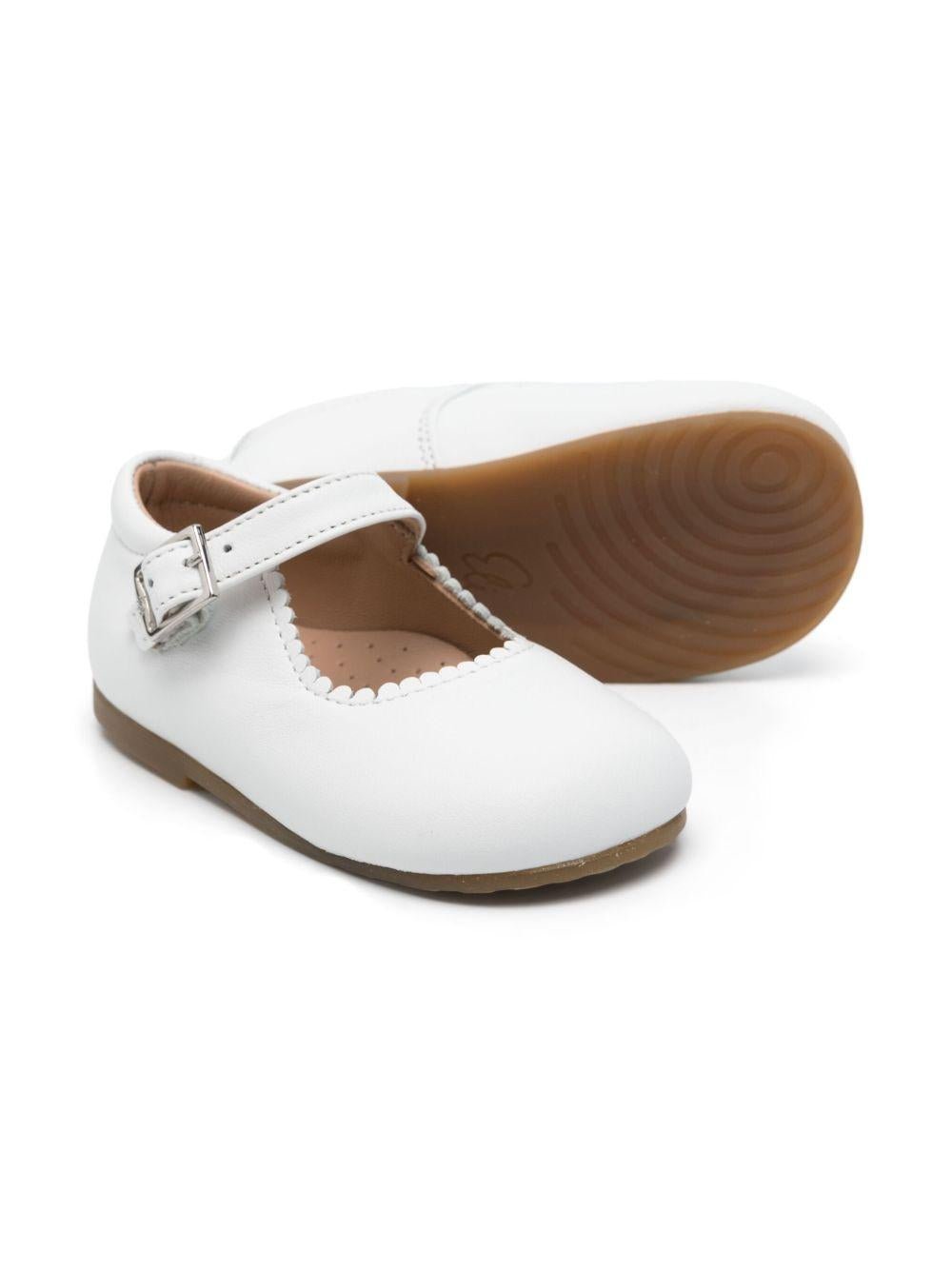 Ballerine per bambina Eli1957 bianco in pelle con cinturino con fibbia - Rubino Kids