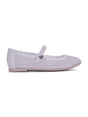 Monnalisa white ballet flats for girls with velcro fastening