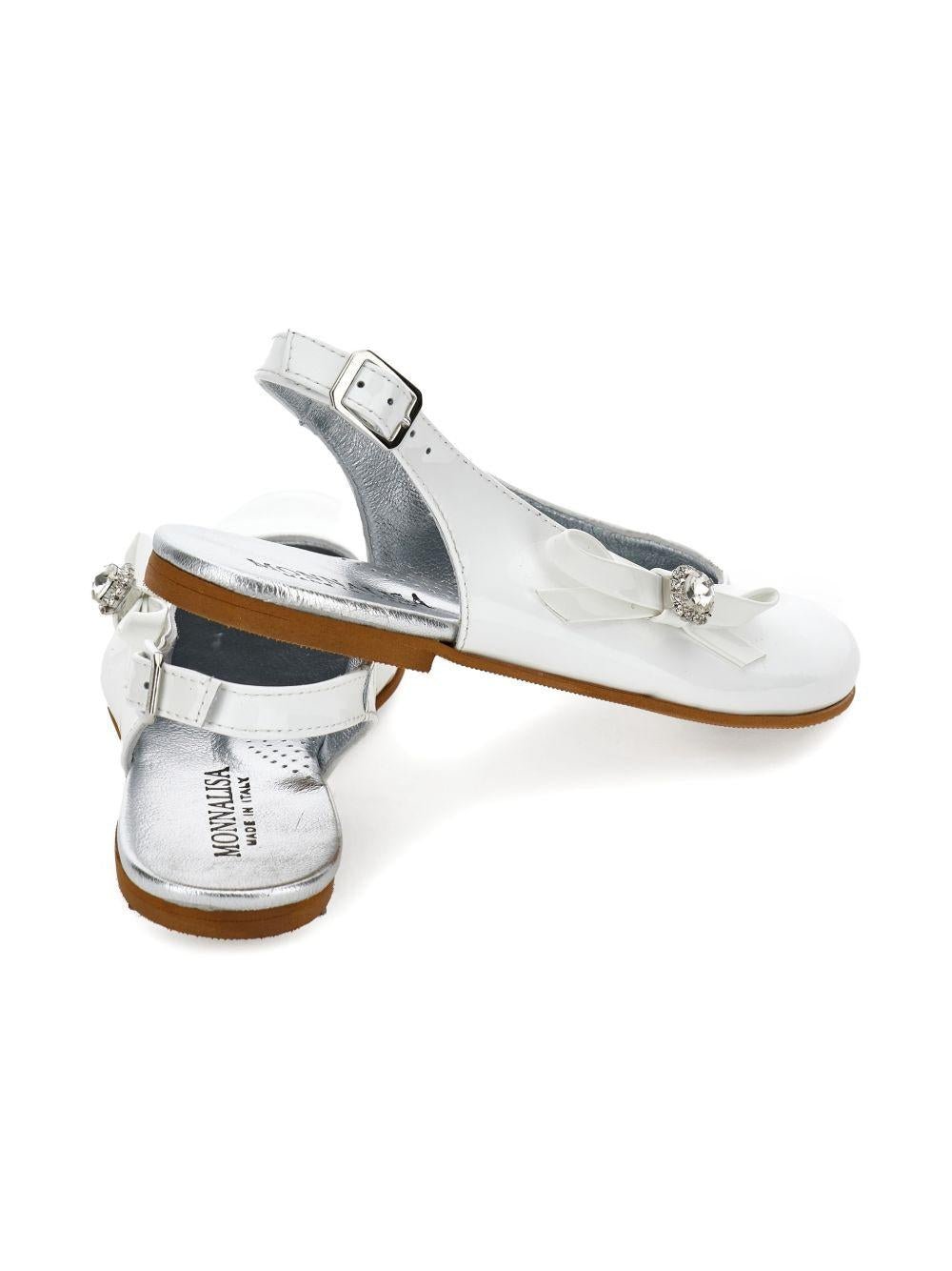 Ballerine per bambina Monnalisa bianche con fiocco e cristalli - Rubino Kids