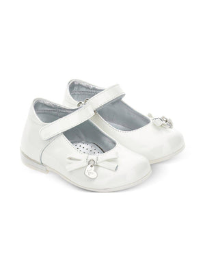 Monnalisa white ballerinas for girls with bow