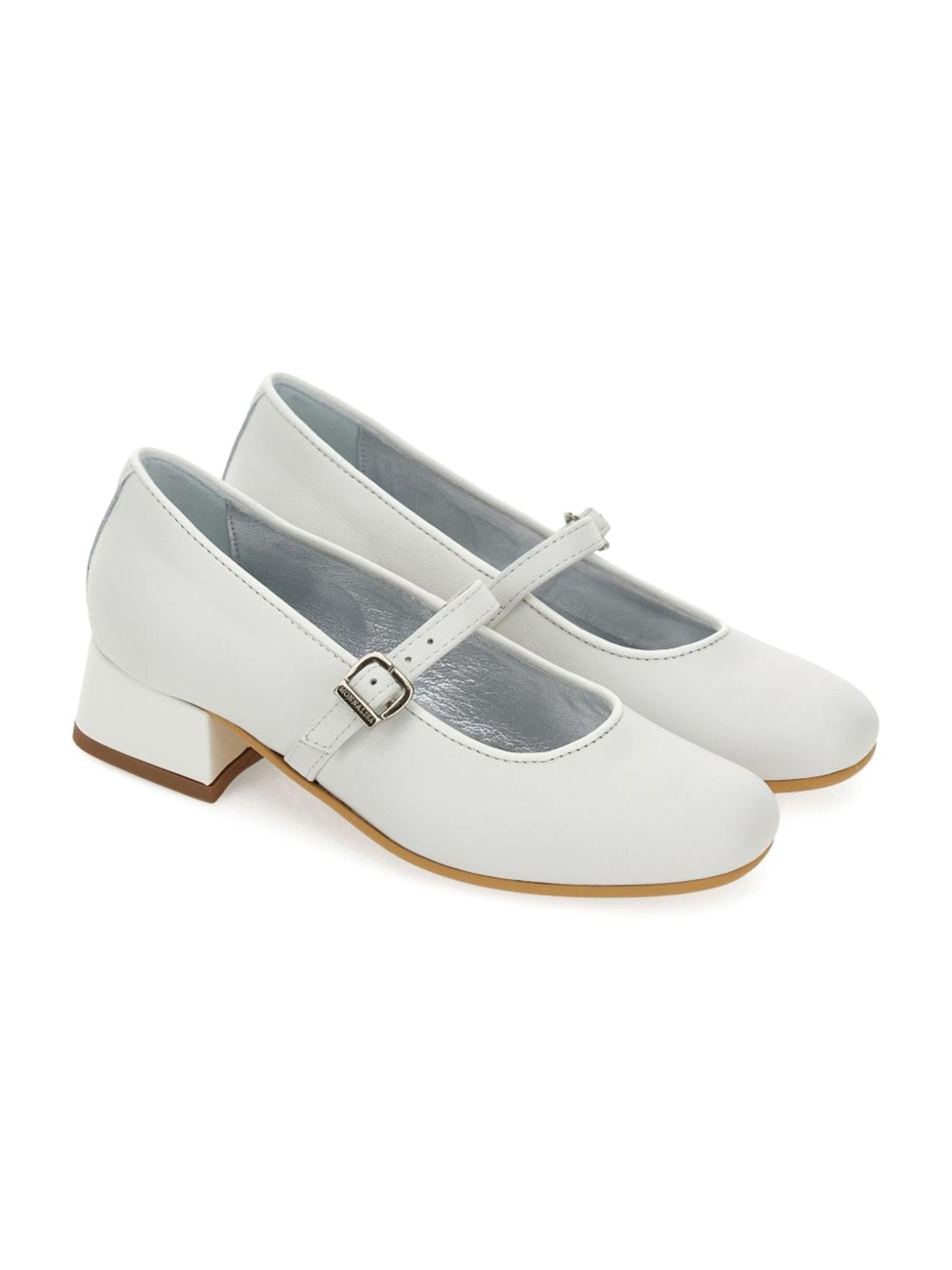 Ballerine per bambina Monnalisa bianche in pelle scamosciata con fibbia - Rubino Kids