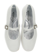 Ballerine per bambina Monnalisa bianche in pelle scamosciata con fibbia - Rubino Kids