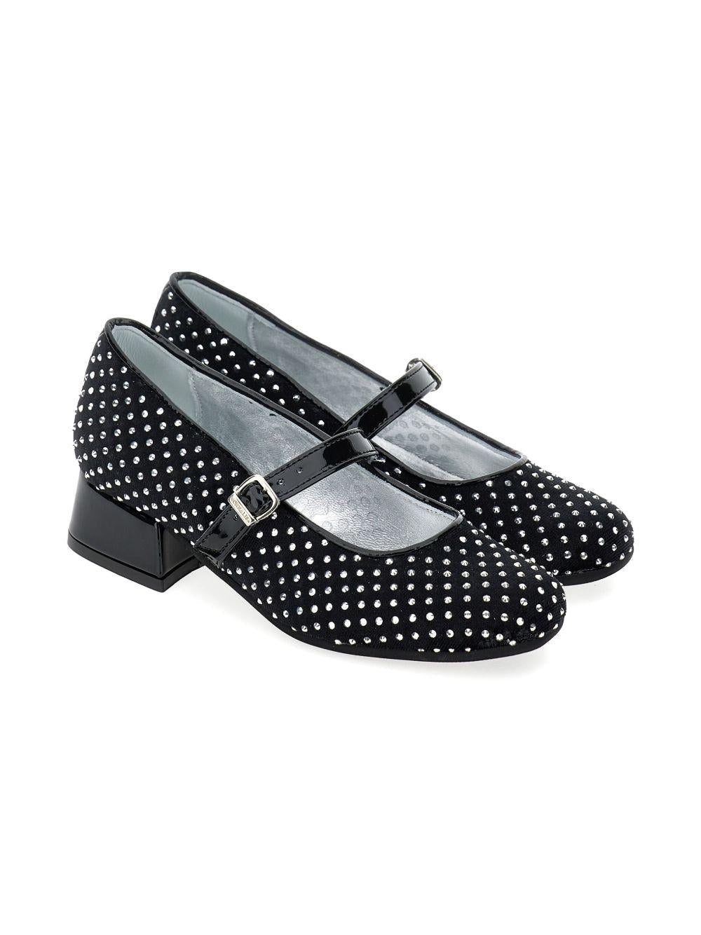 Ballerine per bambina Monnalisa nere con rifinitura con strass - Rubino Kids