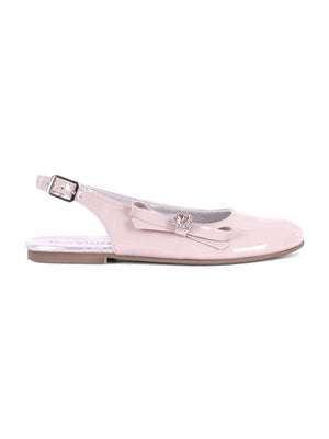 Monnalisa pink ballerinas for girls with bow and crystals