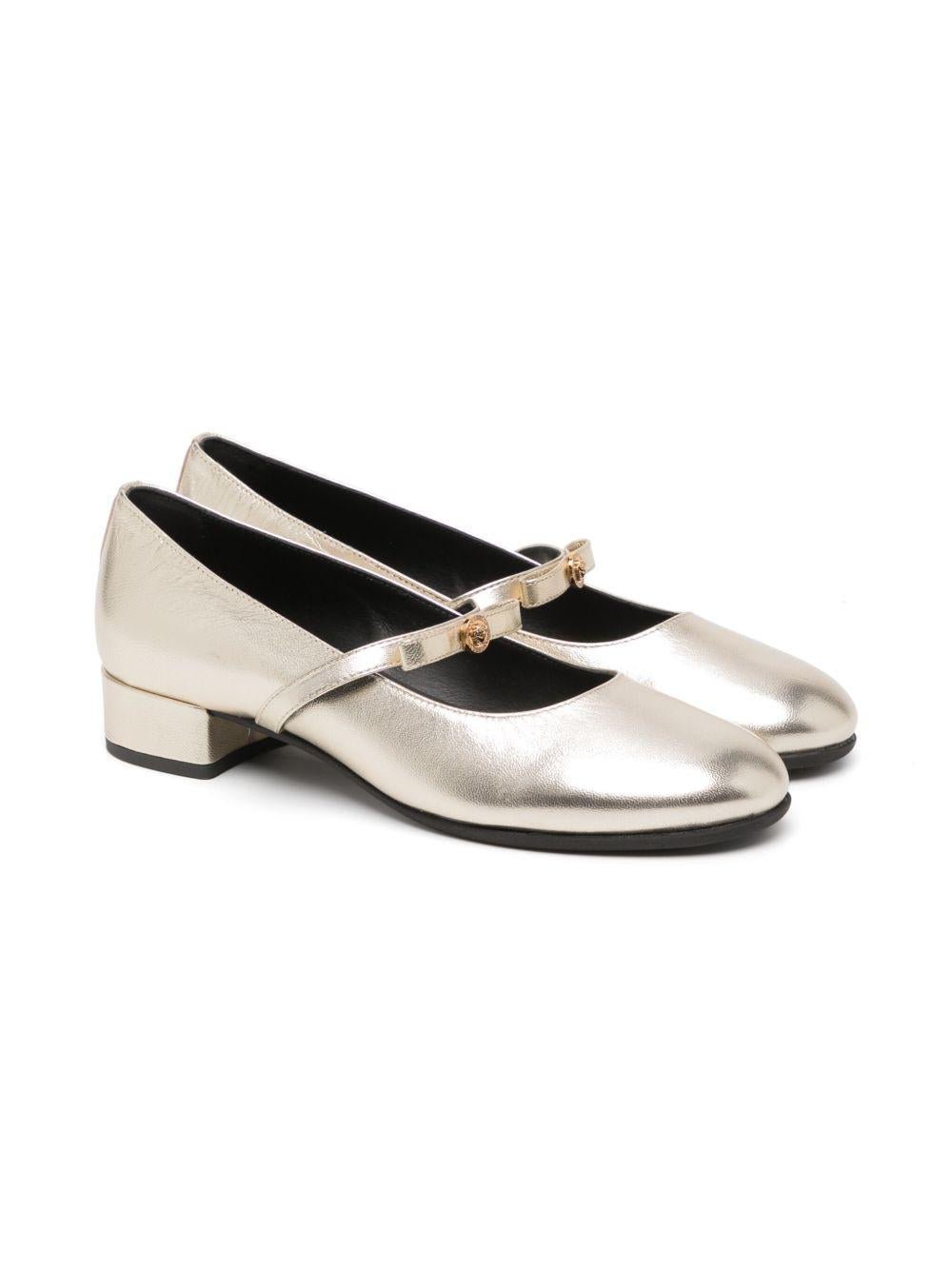 Ballerine per bambina Versace Kids Gianni color oro con cinturino - Rubino Kids