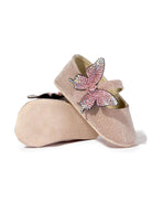 Ballerine per neonata BabyWalker rosa con glitter e decorazione a farfalla - Rubino Kids