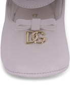 Ballerine per neonata Dolce & Gabbana Kids bianche con placca logo - Rubino Kids