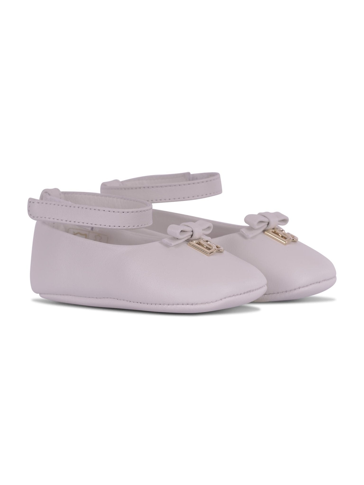 Ballerine per neonata Dolce & Gabbana Kids bianche con placca logo - Rubino Kids