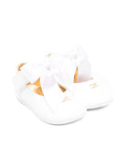 Ballerine per neonata Elisabetta Franchi La Mia Bambina bianche con logo color oro - Rubino Kids