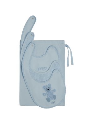 Fendi Kids baby bibs in light blue with FF logo motif