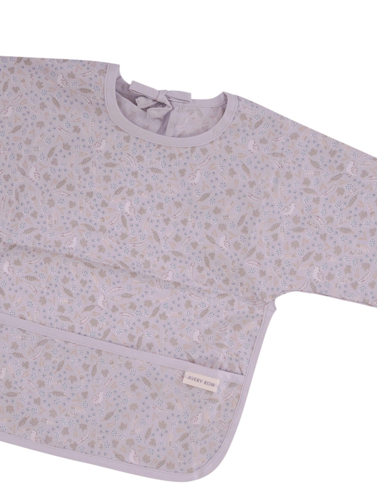 Bavaglino con maniche per neonati Avery Row verde con stampa naturalistica all - over - Rubino Kids
