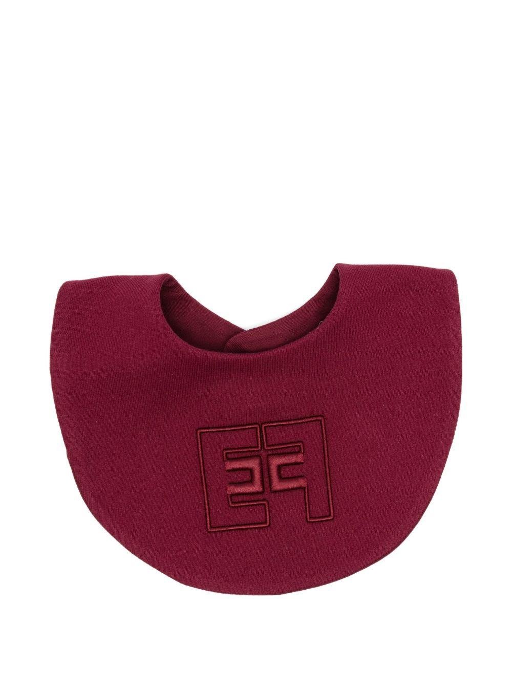 Bavaglino per neonata Elisabetta Franchi La Mia Bambina rosso con ricamo logo - Rubino Kids