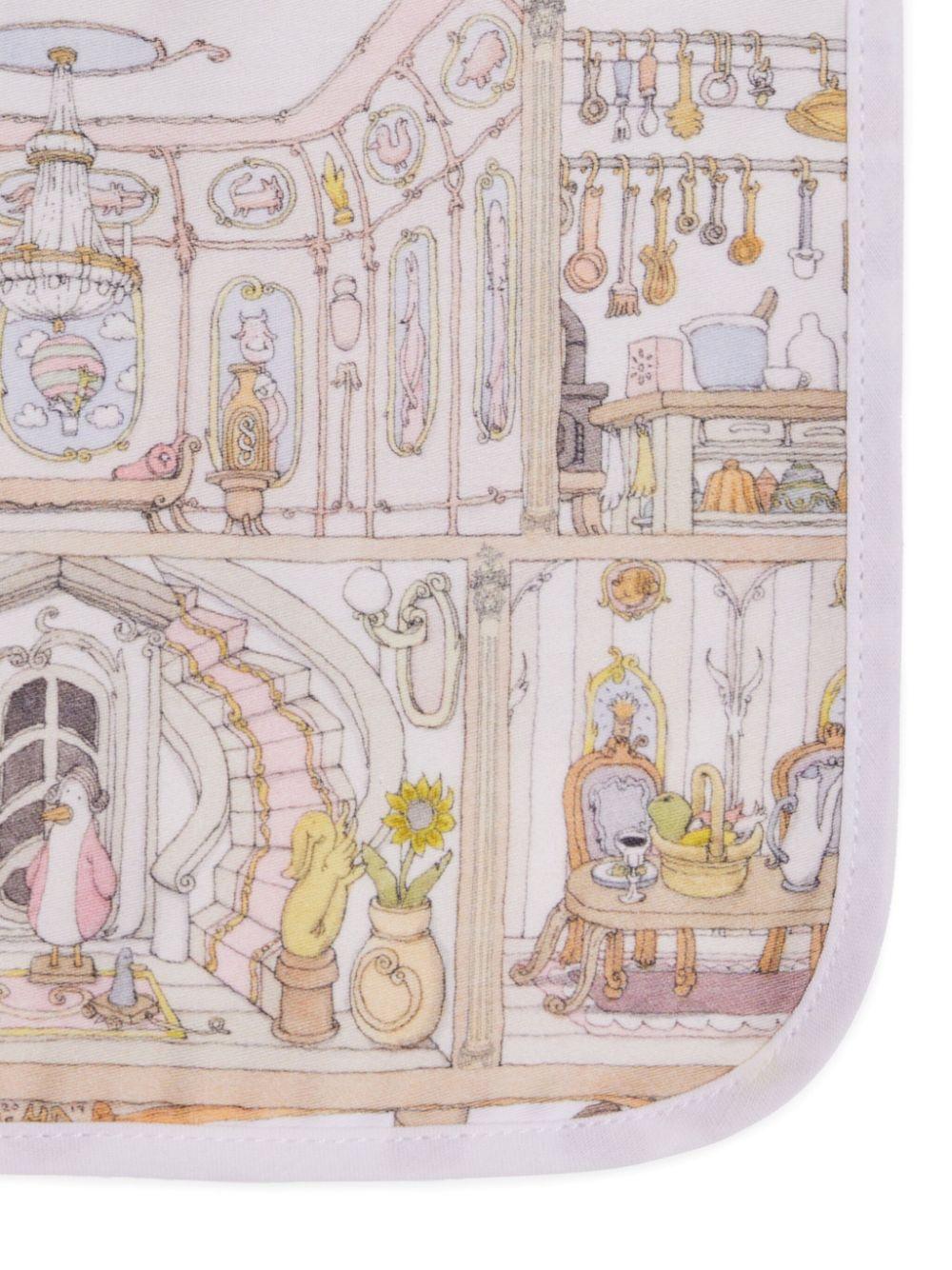 Bavaglino per neonati Atelier Choux Dollhouse bianco con stampa grafica - Rubino Kids