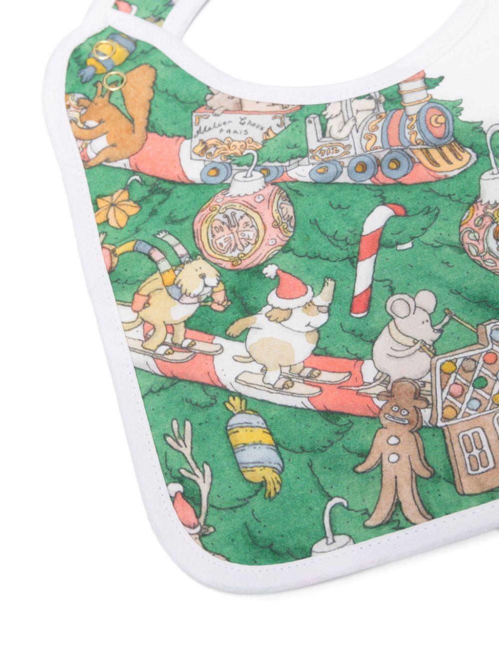 Bavaglino per neonati Atelier Choux Paris bianco con decorazione natalizia - Rubino Kids