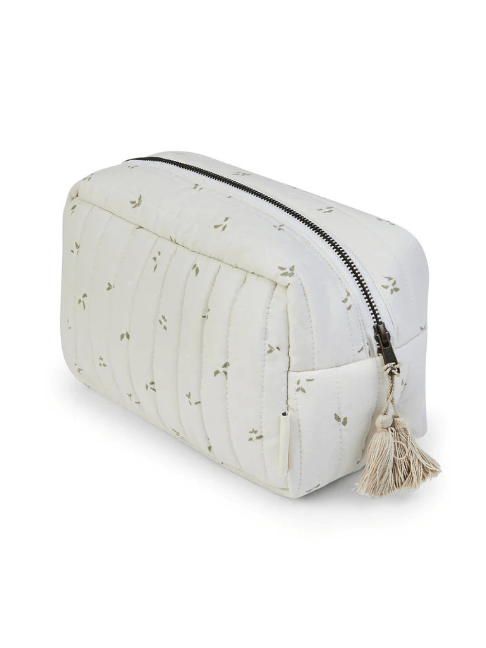 Beauty case per neonati Avery Row beige trapuntato in cotone biologico - Rubino Kids