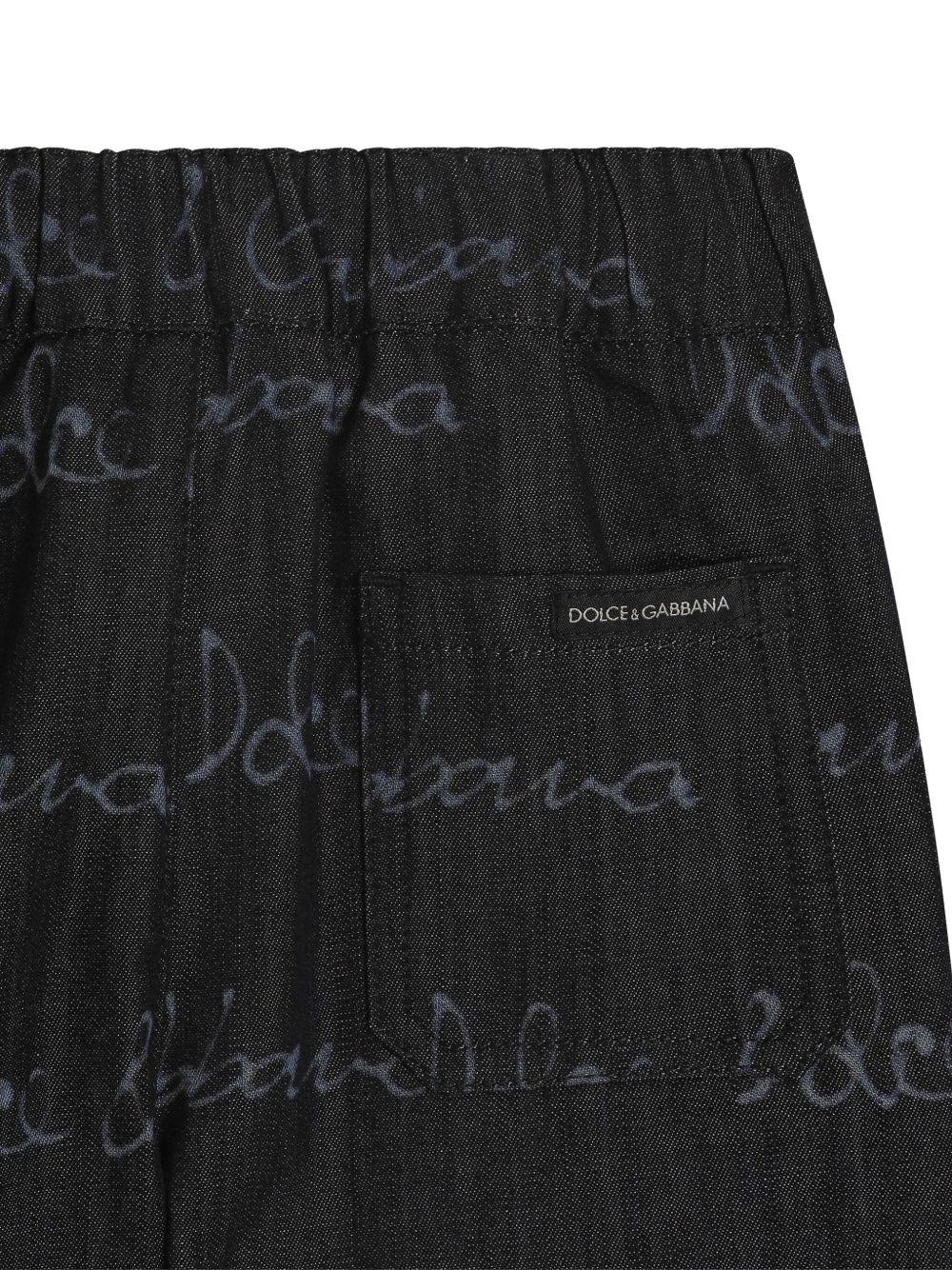Bermuda con logo per neonato Dolce & Gabbana Kiids blu con tasca posteriore sagomata - Rubino Kids