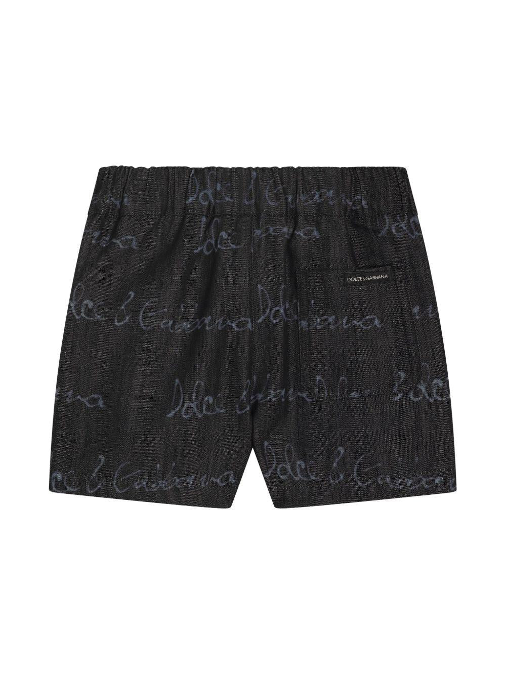 Bermuda con logo per neonato Dolce & Gabbana Kiids blu con tasca posteriore sagomata - Rubino Kids