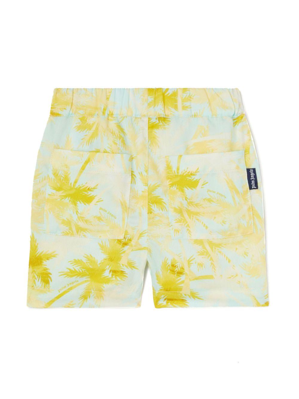 Bermuda con stampa per neonato Palm Angels Kids verde con vita elasticizzata - Rubino Kids
