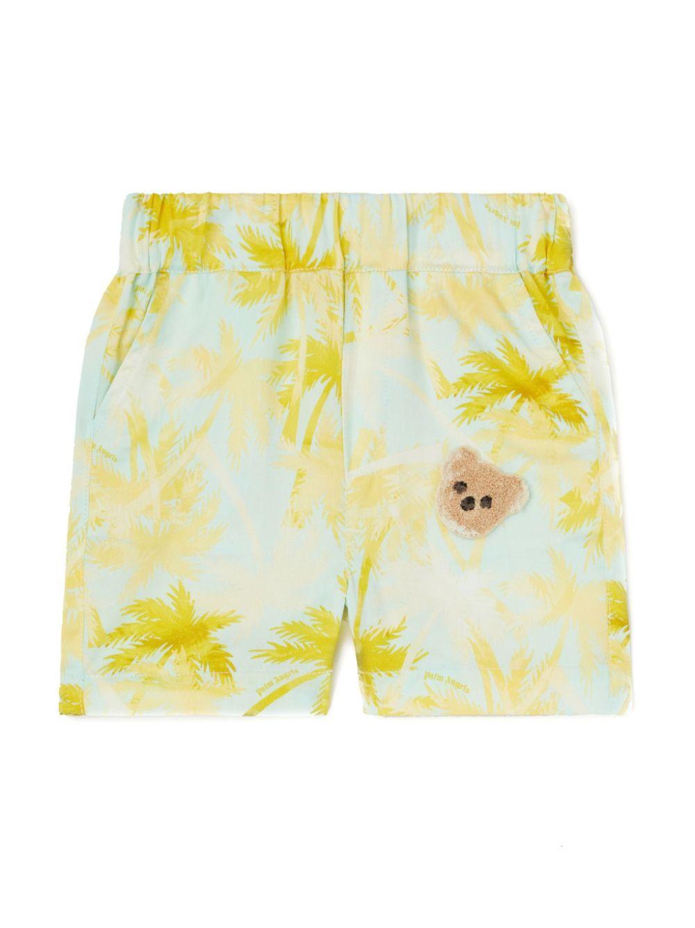 Bermuda con stampa per neonato Palm Angels Kids verde con vita elasticizzata - Rubino Kids