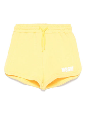 Bermuda per bambina MSGM Kids giallo con applicazione posteriore con logo