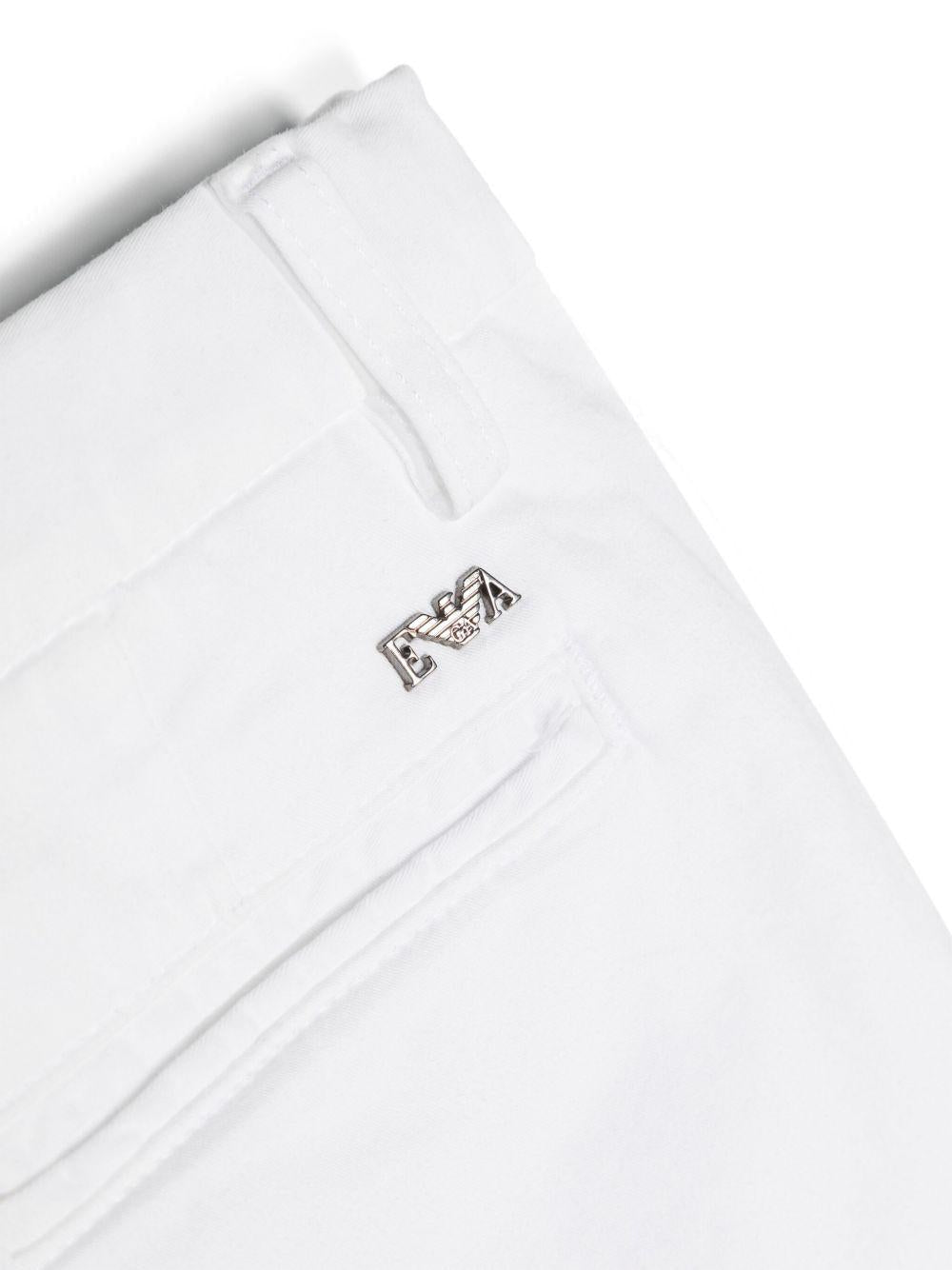 Bermuda per bambino Emporio Armani Kids bianchi con placca logo - Rubino Kids