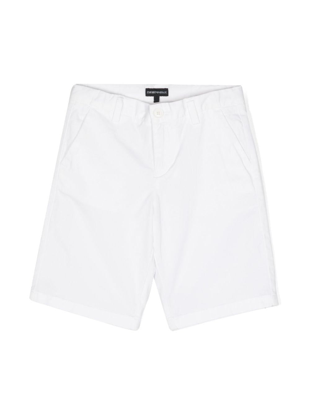 Bermuda per bambino Emporio Armani Kids bianchi con placca logo - Rubino Kids