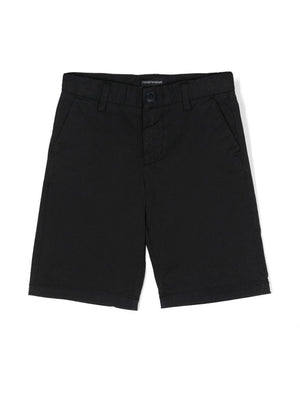 Emporio Armani Kids blue Bermuda shorts with logo plaque