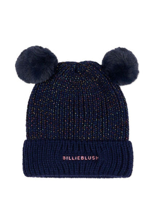 Berretto per bambina Billieblush blu con pompon