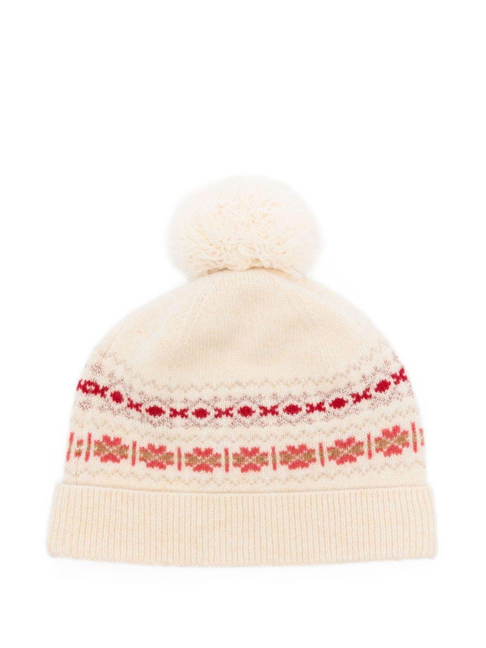 Berretto per bambina Bonpoint beige con motivo a ciliegia - Rubino Kids