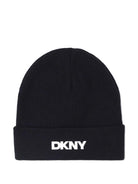 Berretto per bambina DKNY Kids nero con applicazione con logo - Rubino Kids