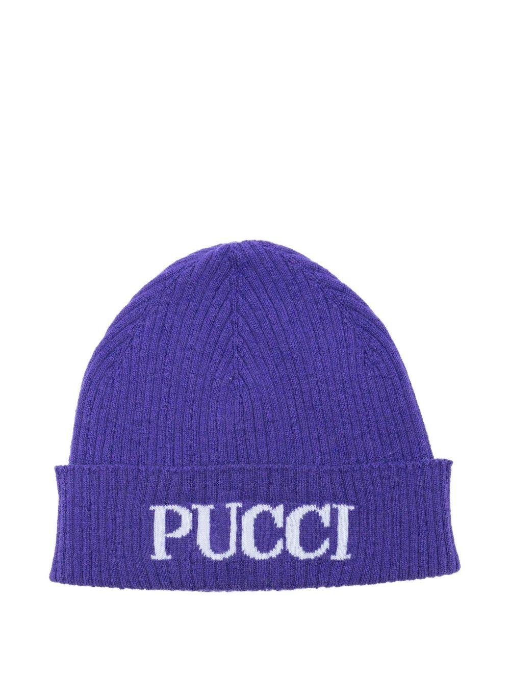 Berretto per bambina Emilio Pucci Junior viola con logo - Rubino Kids